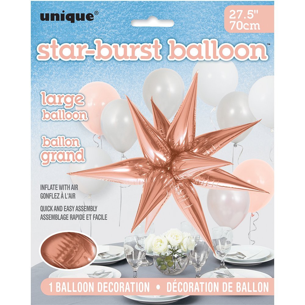 Hvězda růžovo-zlatá 70 cm 3D foliový balón